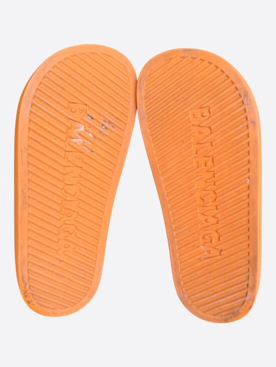Balenciaga Orange Logo Chunky Women\'s Slides